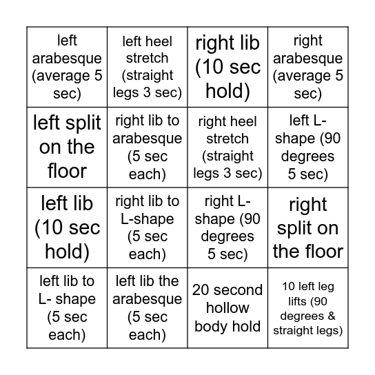 Leighton's Bingo Card Bingo Card