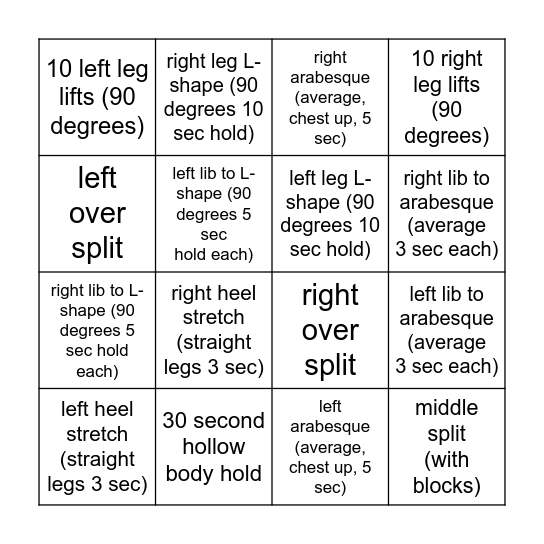 Faith's Bingo Card Bingo Card