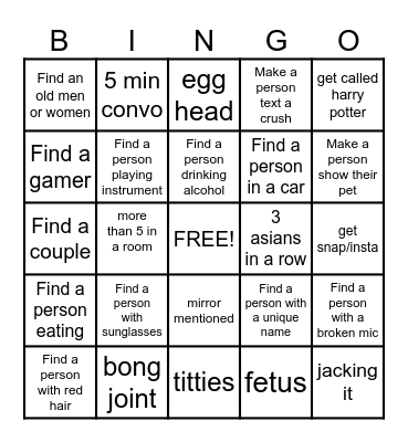 Omegle Bingo Card