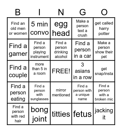 Omegle Bingo Card