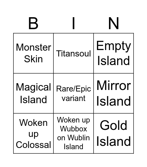MSM Bingo Card