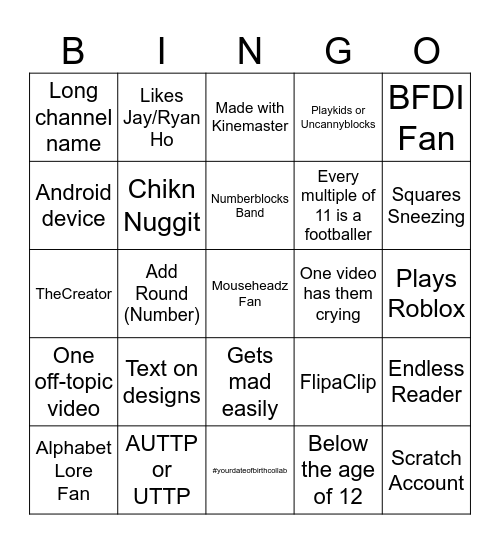 Dym Cid Bingo Card