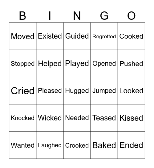 "ED" ending sounds Bingo Card