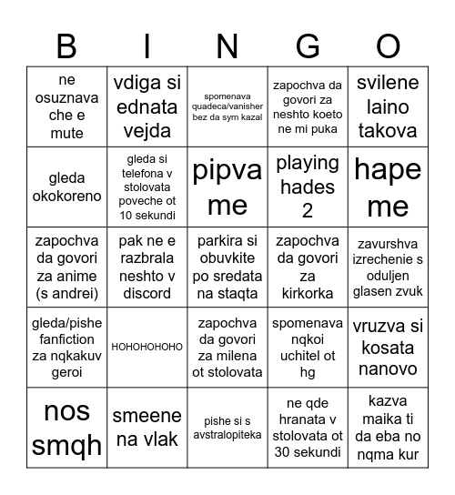 Radievo Bingo Card