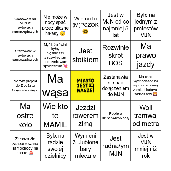 12 lat MJN! | Znajdź osobę, która: Bingo Card