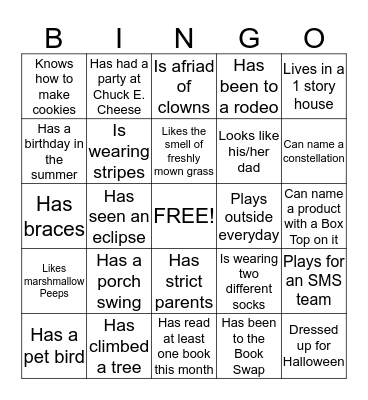 Class Bingo Search Bingo Card