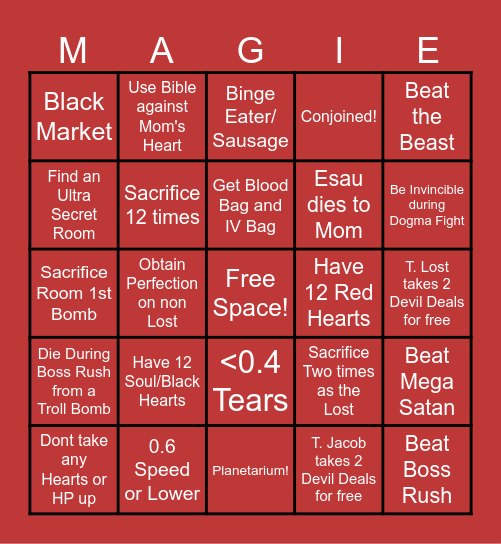 Maggie Bingo Card
