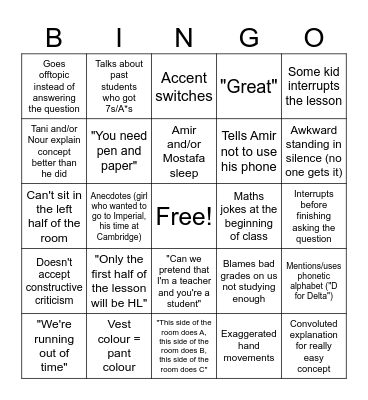 Maths AA Bingo Card