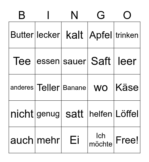 Frühstück Bingo Card