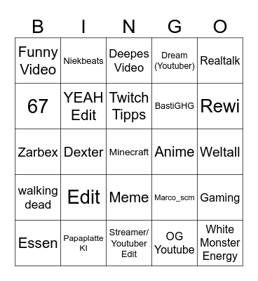 TikTok Bingo Card