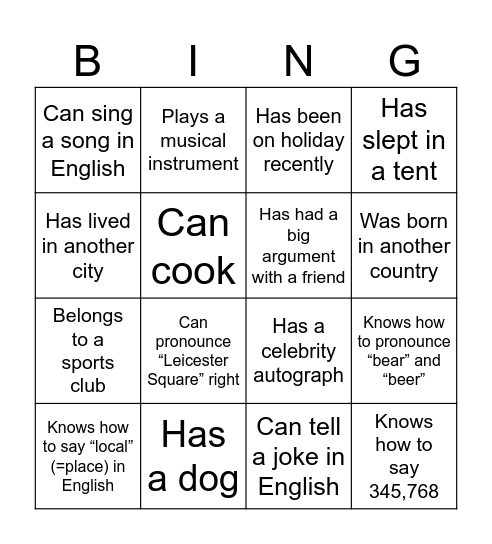 FIRST DAY BINGO Card