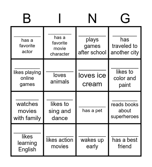 HUMAN Bingo Card