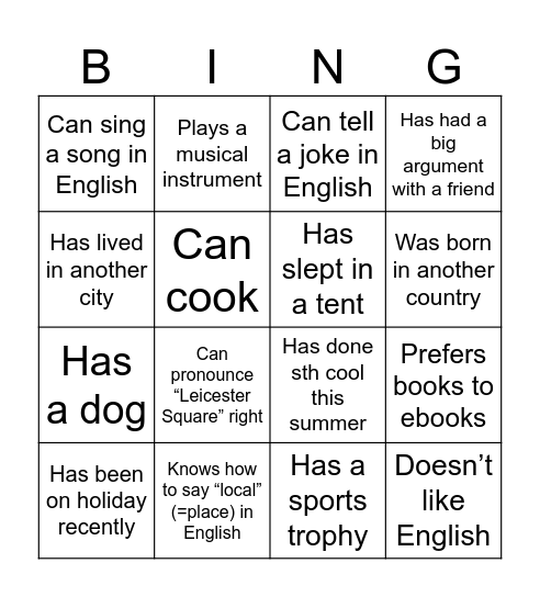 FIRST DAY BINGO Card