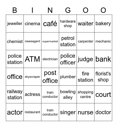 Jobs Bingo Card