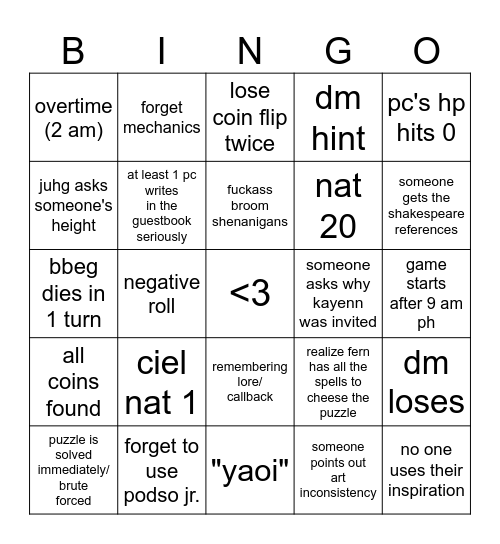 it's wedding season i guess Bingo Card
