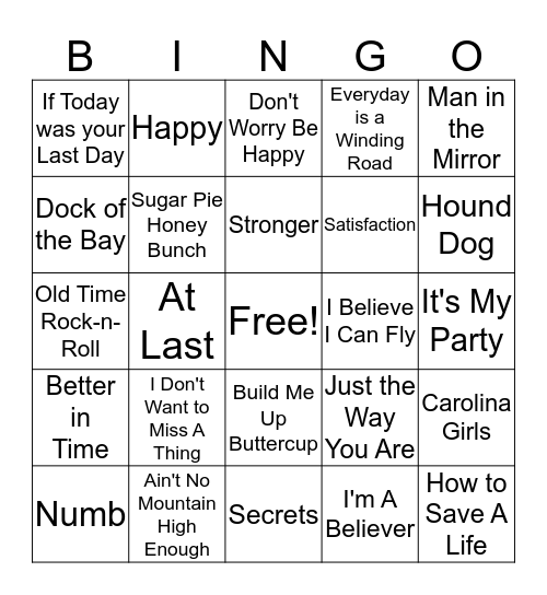 Music Bingo Card