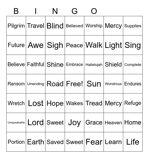 Sunday Service 10/5/2025 Bingo Card