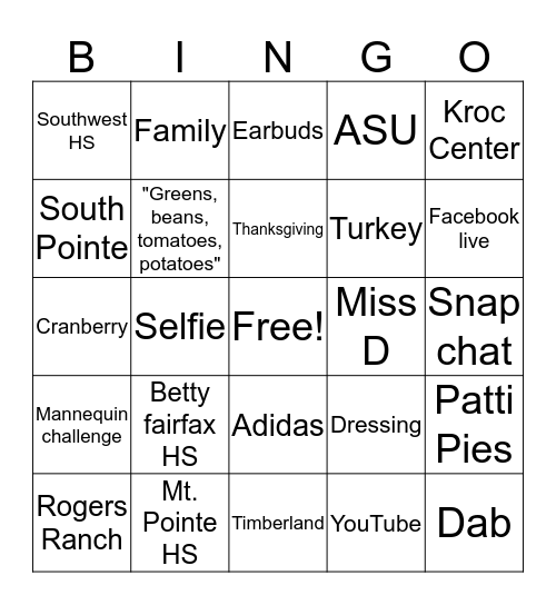 Destiny house bingo  Bingo Card