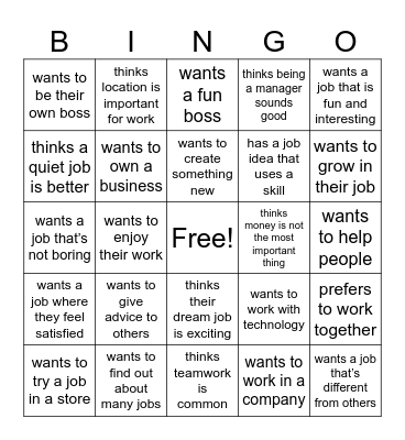 Jobs! Bingo Card