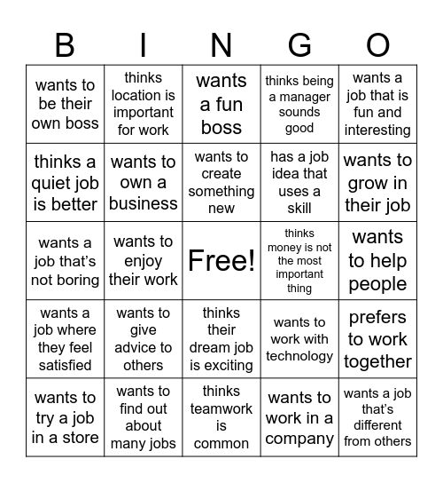 Jobs! Bingo Card