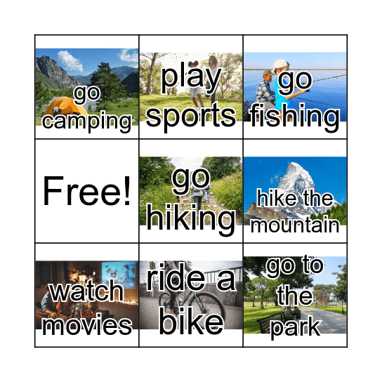 Free Time Bingo Card