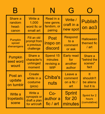 SMSC October Bingo Card