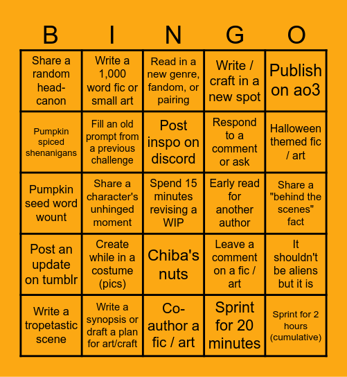 SMSC October Bingo Card