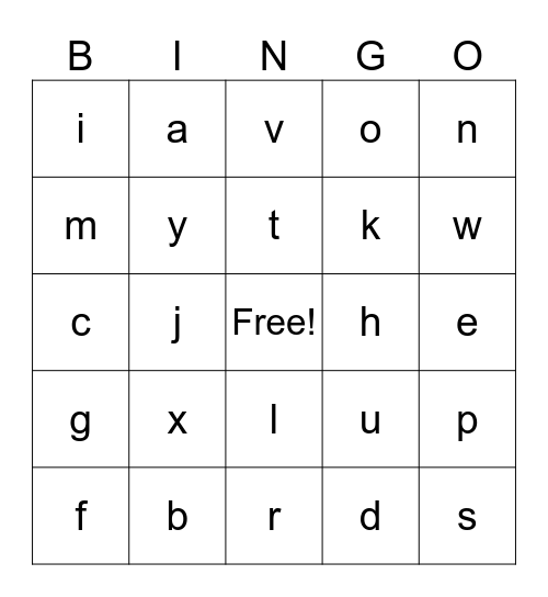 ABC Bingo Card