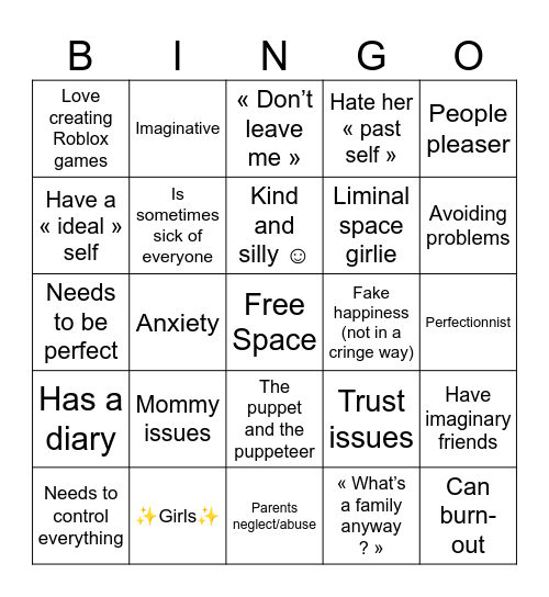 Daisy (Ana) Bell kinnie bingo Card