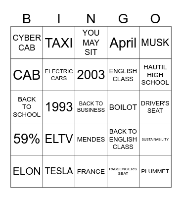 ETLV BINGO Card