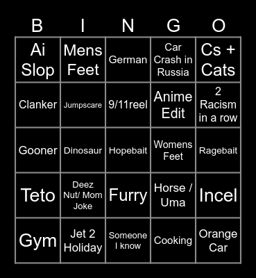 Instagram reel bingo Card