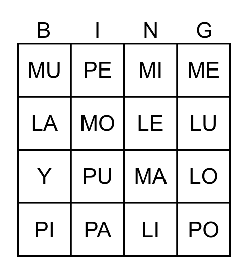 BINGO DE LAS LETRAS Bingo Card