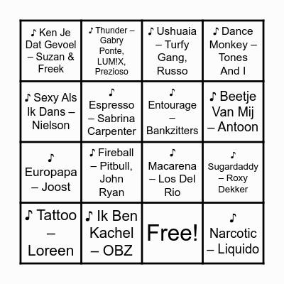 Floor  party   BINGO Card