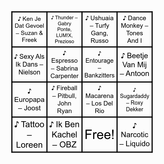 Floor  party   BINGO Card