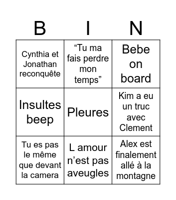 Love is Blind Reunion Bingo Card