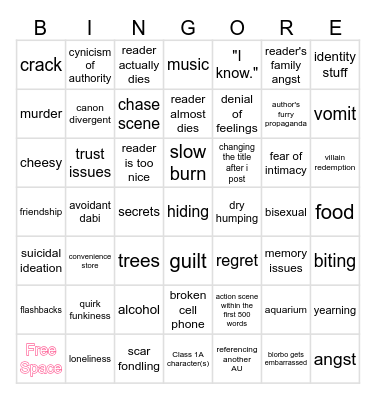 scarlett's fics Bingo Card