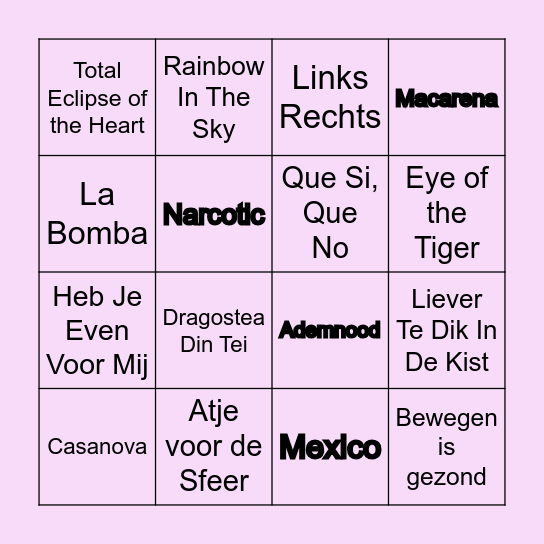 MUZIEK BINGO Card