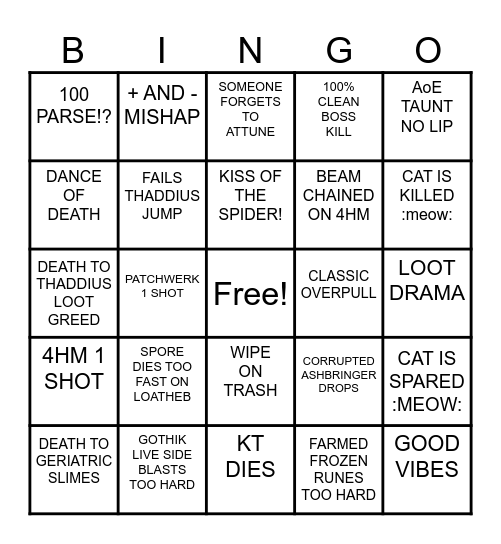 NAXX BINGO Card