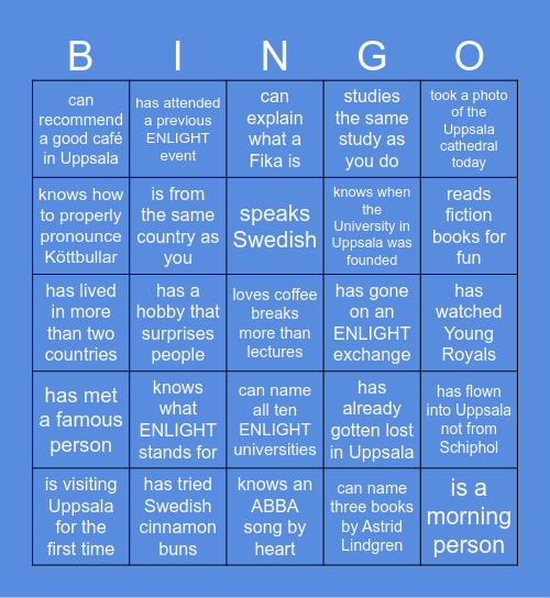 ENLIGHT Bingo - Find someone who... Bingo Card