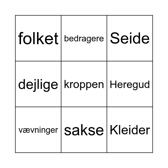 eventyr lotto Bingo Card