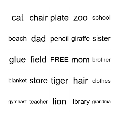 NOUNS Bingo Card