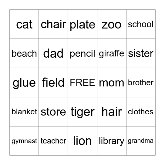 NOUNS Bingo Card
