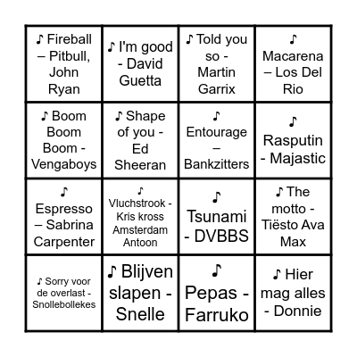 Floor Party Bingo !!! Bingo Card