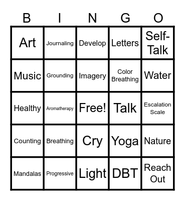 MENTAL HEALTH TECHNIQUES Bingo Card