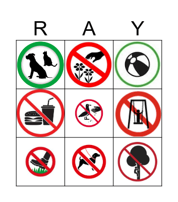 Rules in the playground Bingo Card