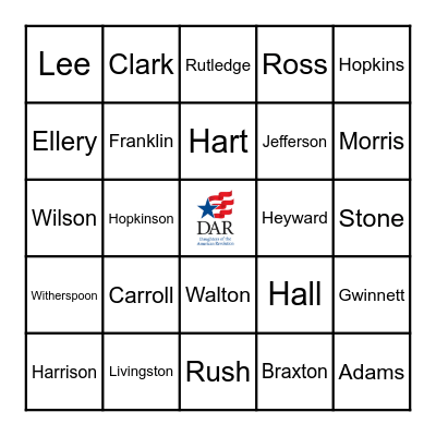 Women Behind the Declaration of Independence Bingo Card