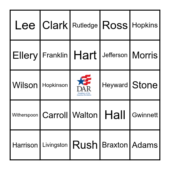 Women Behind the Declaration of Independence Bingo Card