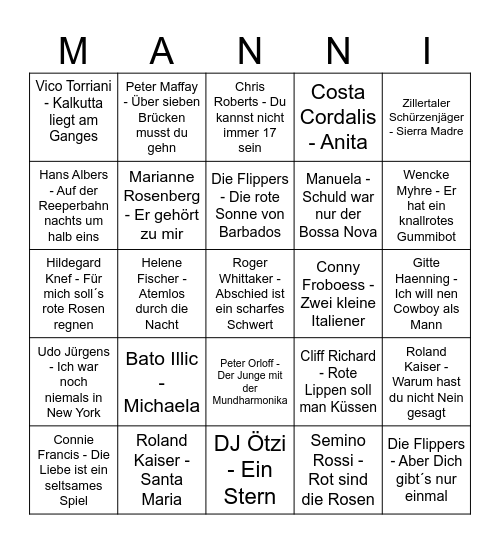 Manní´s Geburtstagsbingo Card