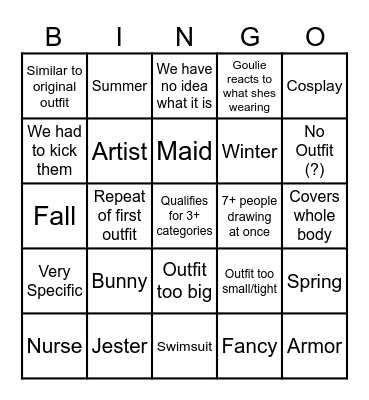 Goulie Bingo Card