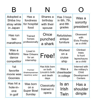 PLA Ice Breaker Bingo Card